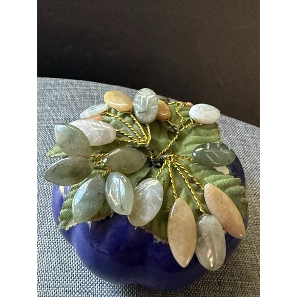 Semi Precious Stone Ceramic Brass Wire Paperweight Asymmetrical Boho Asian Decor - Picture 3 of 9